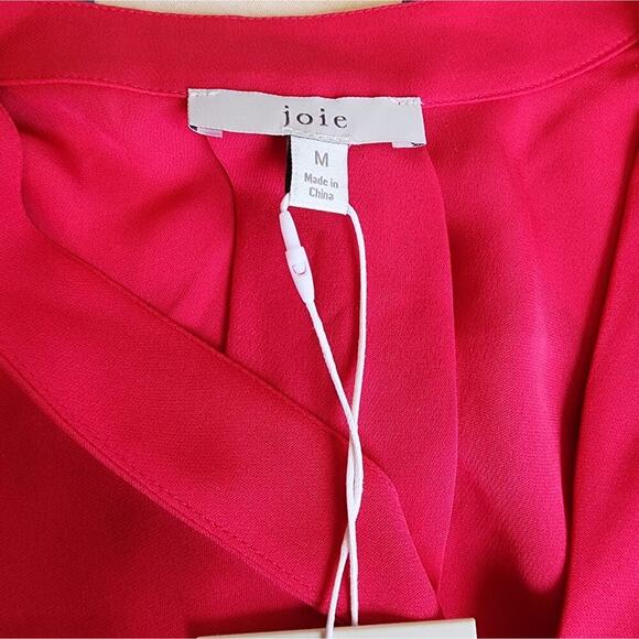 JOIE RED NEW BLOUSE SILK SIZE MEDIUM - Picture 3 of 6